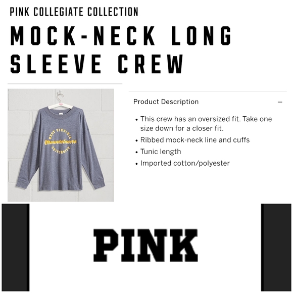 Victorias secret pink collegiate long sleeve tee west Virginia mountaineers - Picture 1 of 13